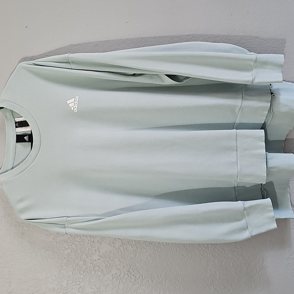 Adidas Crewneck Long Sleeve Sweatshirt, Mint Green Womens Large Oversized - Picture 2 of 8